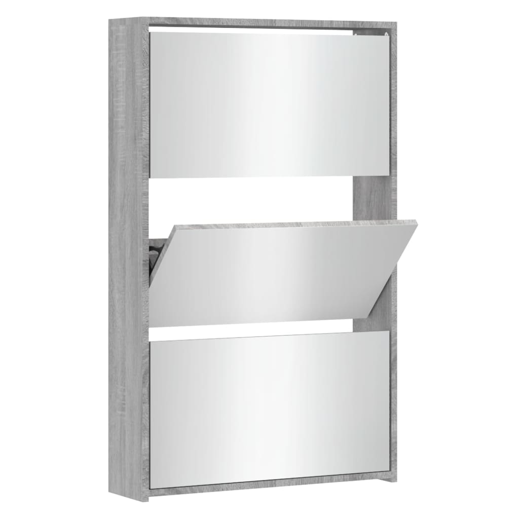 VidaXL shoe cabinet with mirror 3-layer 63x17x102.5 cm Gray Sonoma