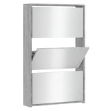 VidaXL shoe cabinet with mirror 3-layer 63x17x102.5 cm Gray Sonoma