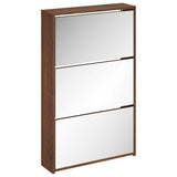 VidaXL Armoire à chaussures avec miroir 3 niveaux 63x17x102,5 cm chêne brun