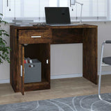 Vidaxl bureau met kast en lade 100x40x73 cm bewerkt hout gerookt eiken