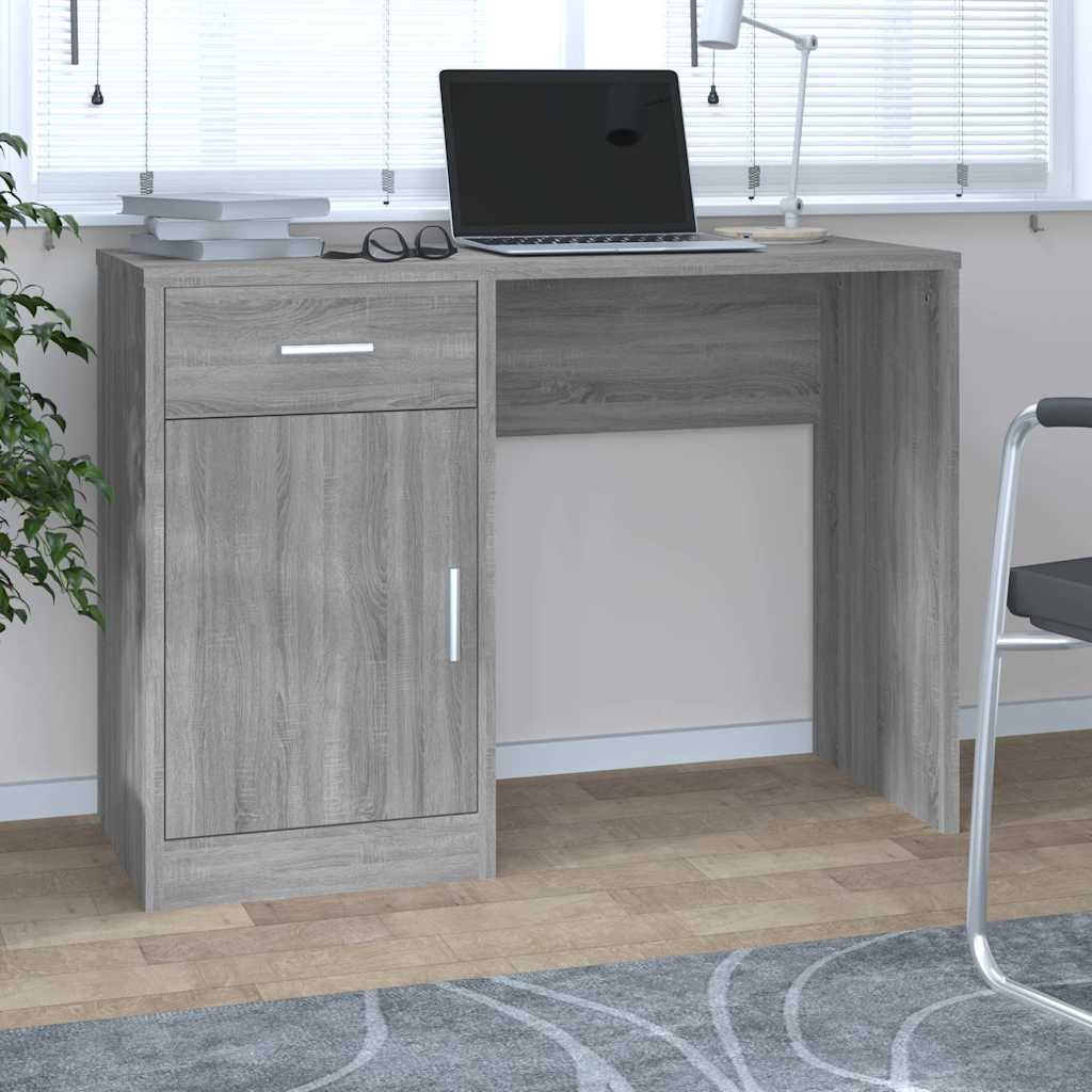 Vidaxl bureau met kast en lade 100x40x73 cm bewerkt hout grijs sonoma