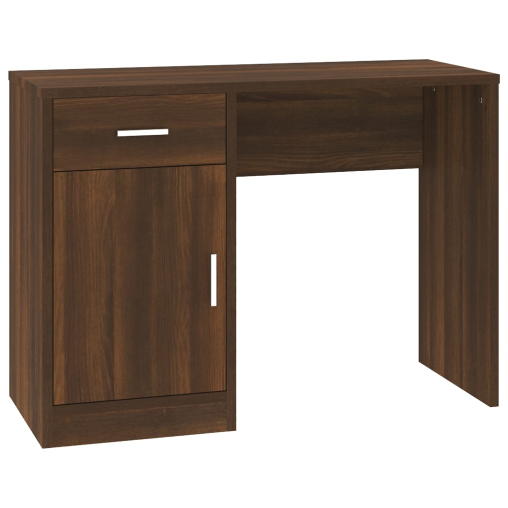 Vidaxl bureau met kast en lade 100x40x73 cm bewerkt hout bruineiken