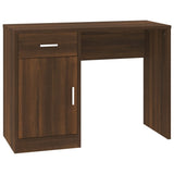 Vidaxl bureau met kast en lade 100x40x73 cm bewerkt hout bruineiken
