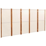 Vidaxl kamerscherm met 5 panelen 350x180 cm crèmewit