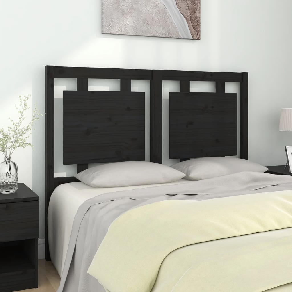 Vidaxl hoofdbord 125,5x4x100 cm massief grenenhout zwart