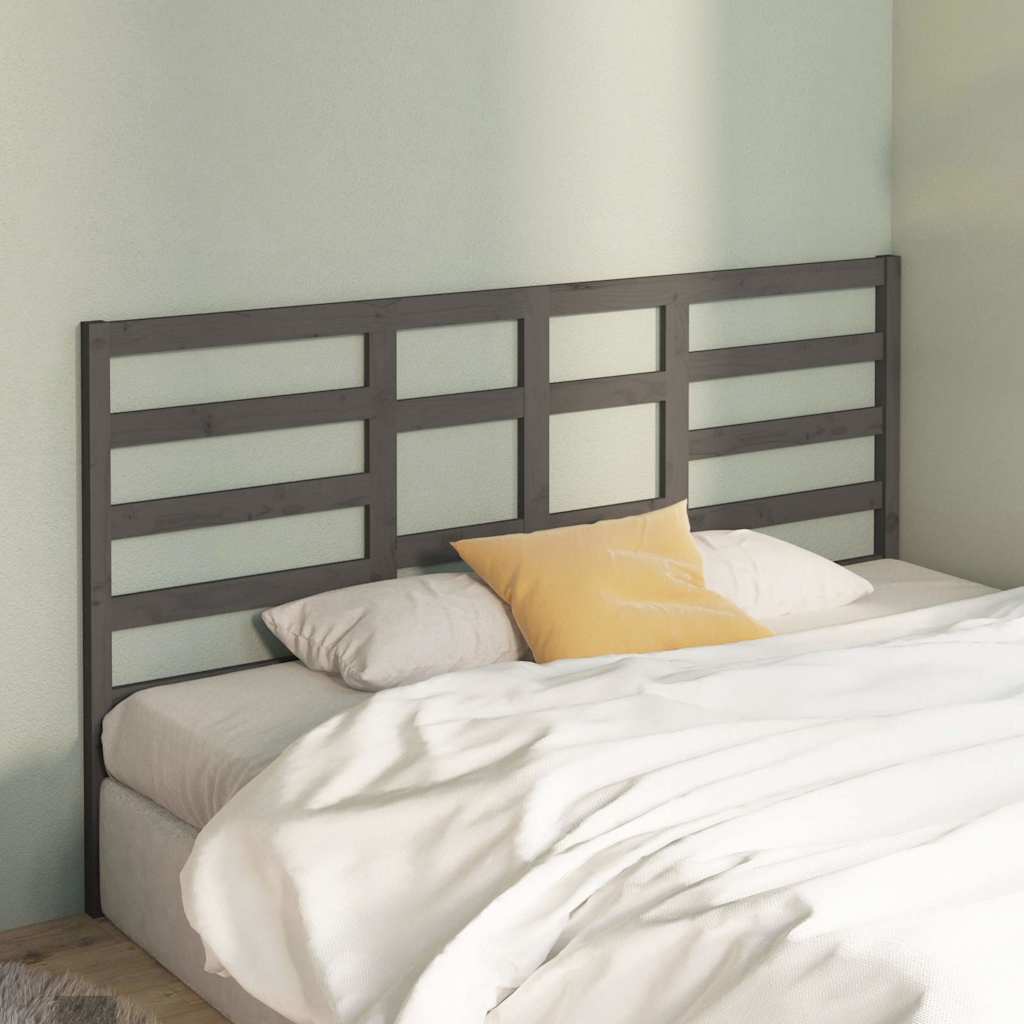 Vidaxl hoofdbord 186x4x104 cm massief grenenhout grijs