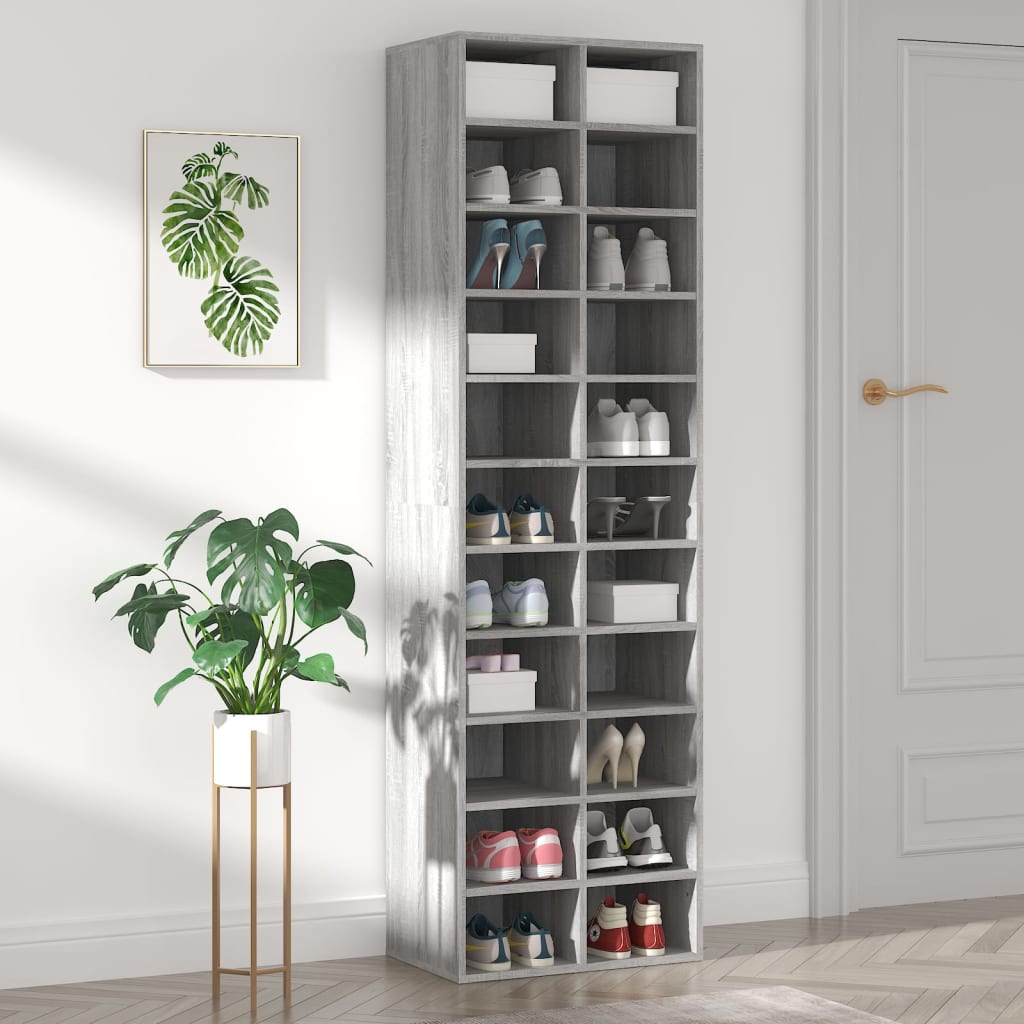 Vidaxl Shoe Cabinet 54x34x183 cm Property Wood Grey Sonoma Oak Color