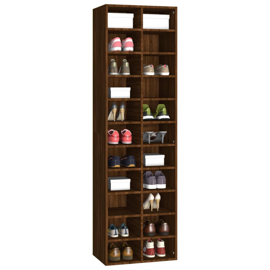 Armoire à chaussures Vidaxl 54x34x183 cm Couleur de chêne brun en bois coupé