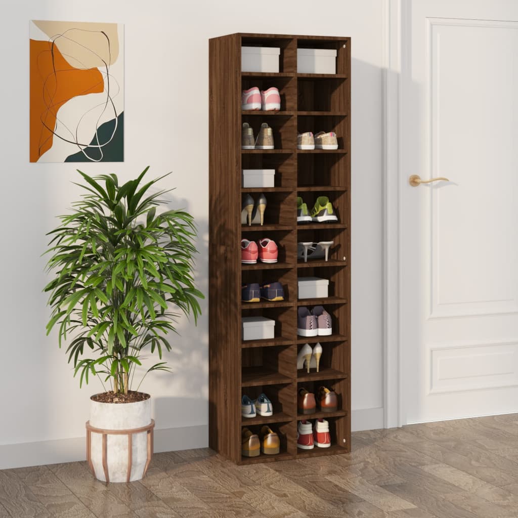 Armoire à chaussures Vidaxl 54x34x183 cm Couleur de chêne brun en bois coupé