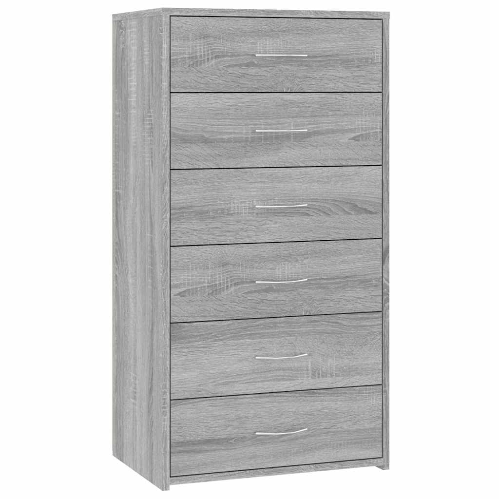 Vidaxl dressoir met 6 lades 50x34x96 cm bewerkt hout grijs sonoma