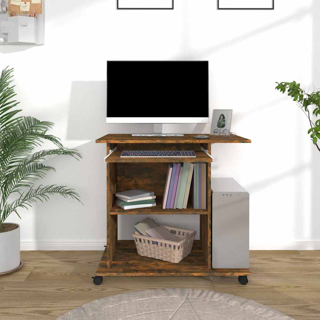 Vidaxl computerbureau 80x50x75 cm bewerkt hout gerookt eikenkleurig