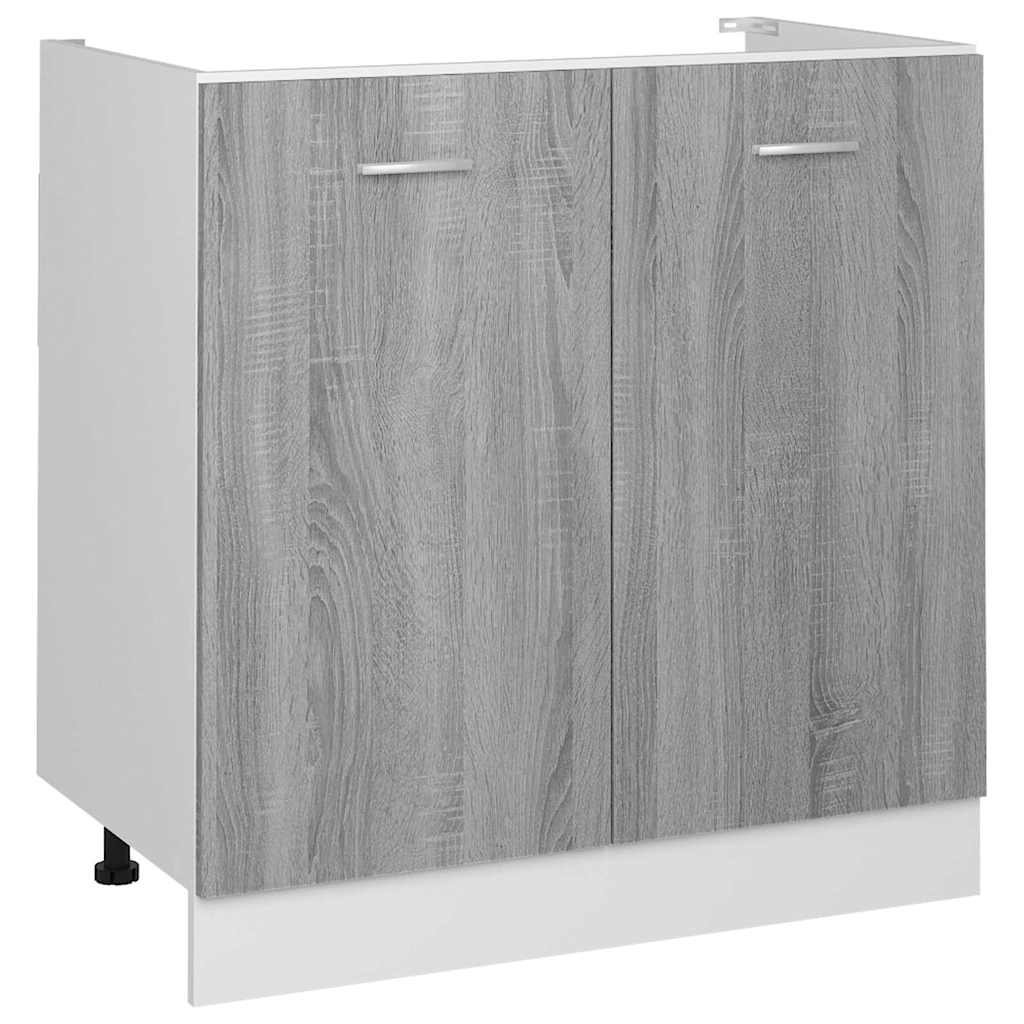 Vidaxl gootsteenkast lyon 80x46x81,5cm bewerkt hout grijs sonoma eiken