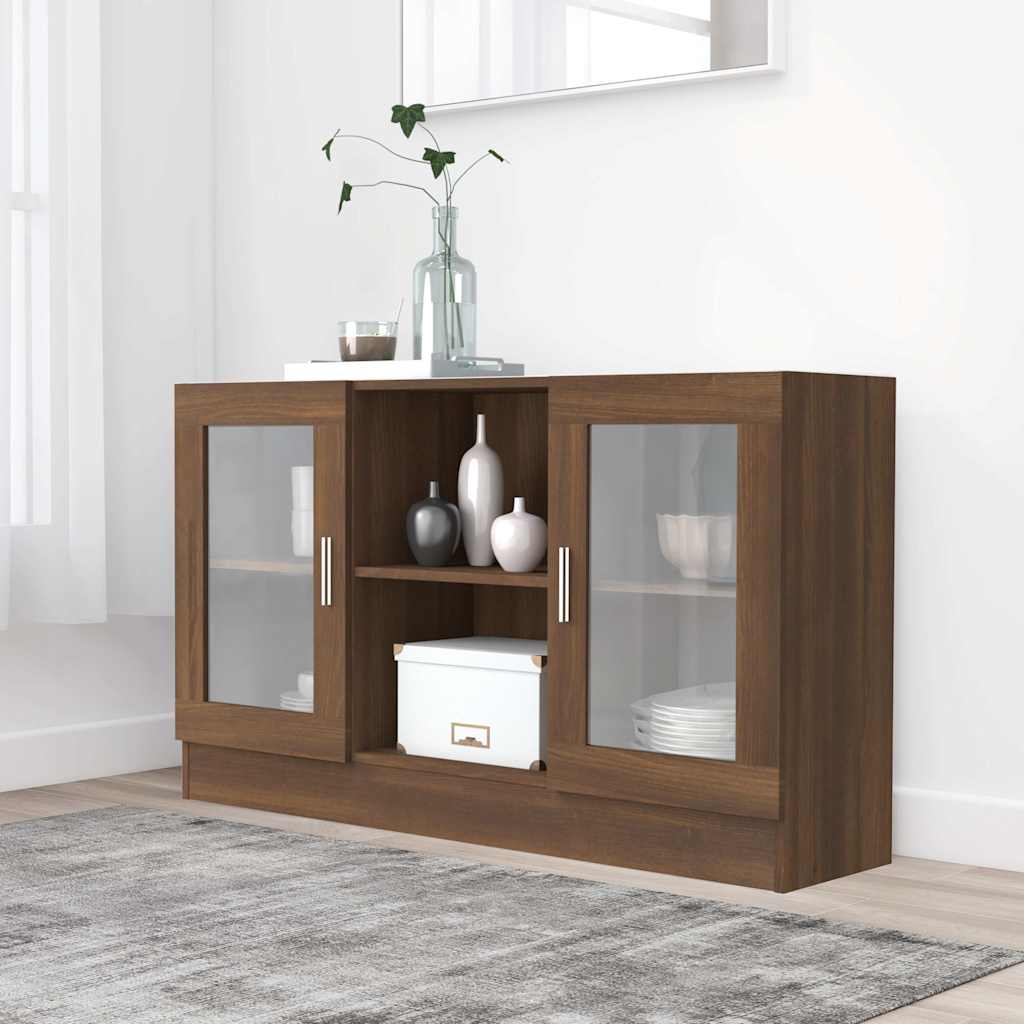 Vidaxl vitrinekast 120x30,5x70 cm bewerkt hout bruin eikenkleur