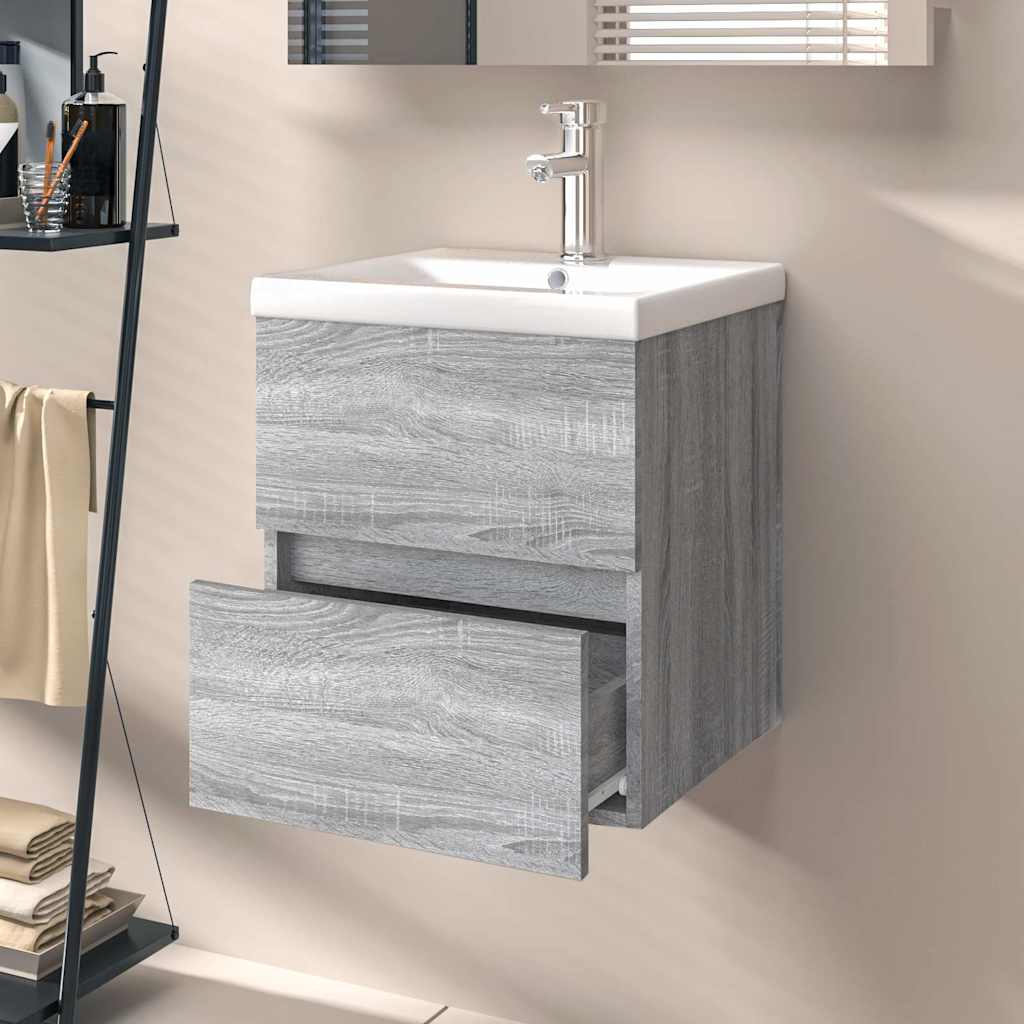 Vidaxl wastafelkast 41x38,5x45 cm bewerkt hout grijs sonoma eikenkleur