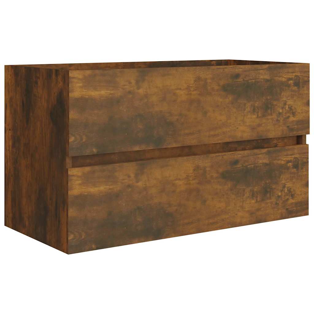 Vidaxl wastafelkast 80x38,5x45 cm bewerkt hout gerookt eikenkleurig