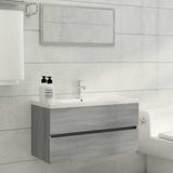 Vidaxl wastafelkast 90x38,5x45 cm bewerkt hout grijs sonoma eikenkleur