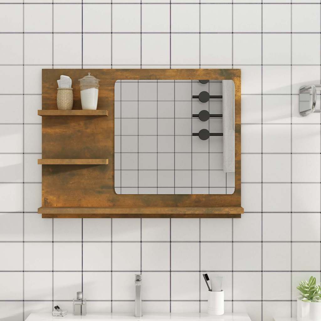 Vidaxl badkamerspiegel 60x10,5x45 cm bewerkt hout gerookt eikenkleurig