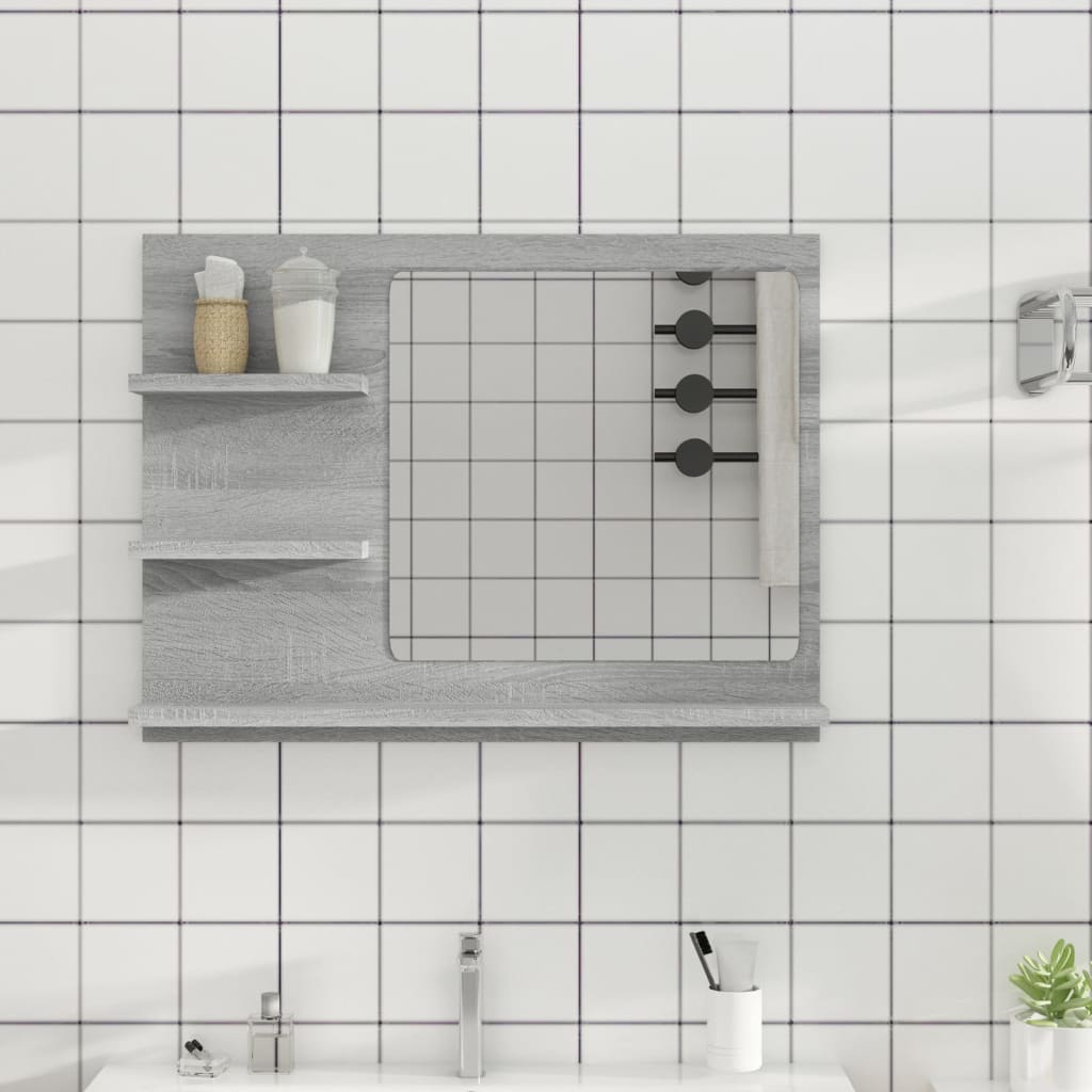 Vidaxl badkamerspiegel 60x10,5x45 cm bewerkt hout grijs sonoma eiken