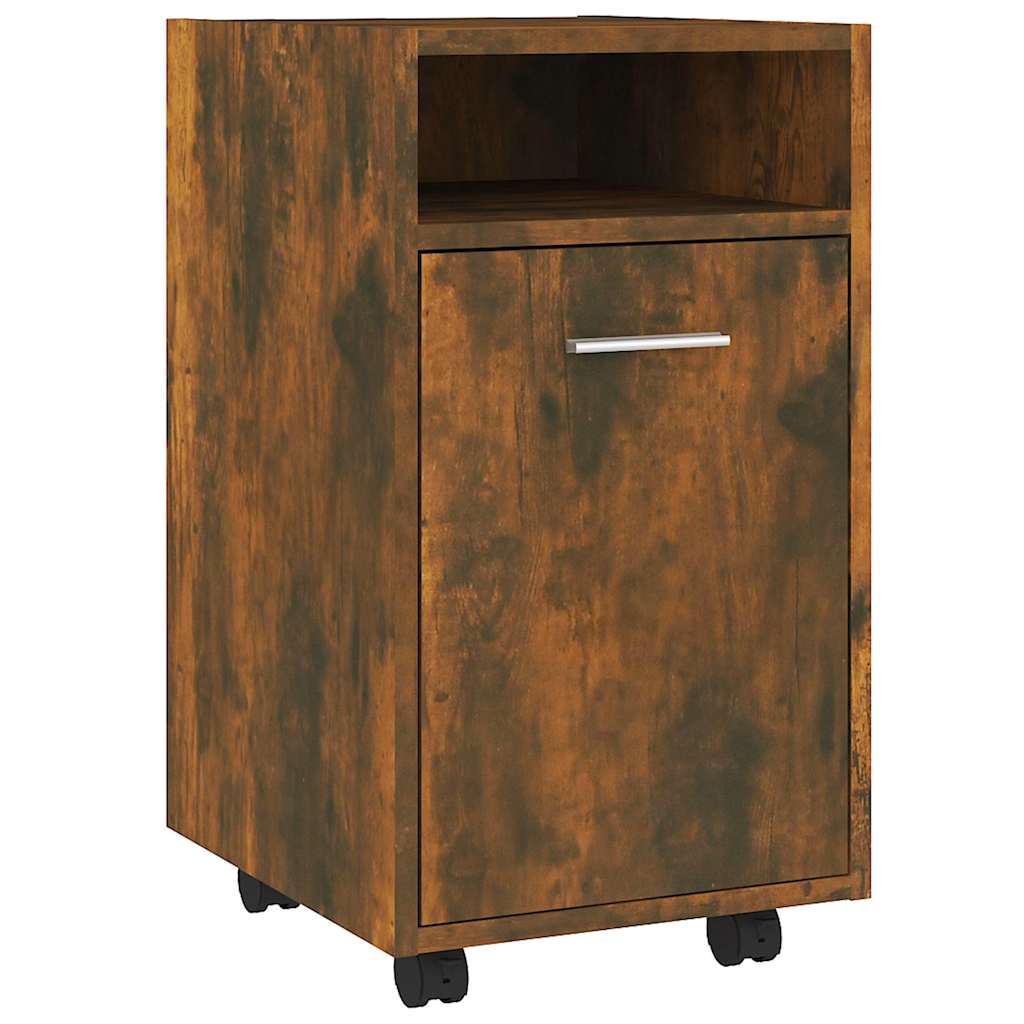 Vidaxl bijzetkast met wielen 33x38x60 cm bewerkt hout gerookt eiken