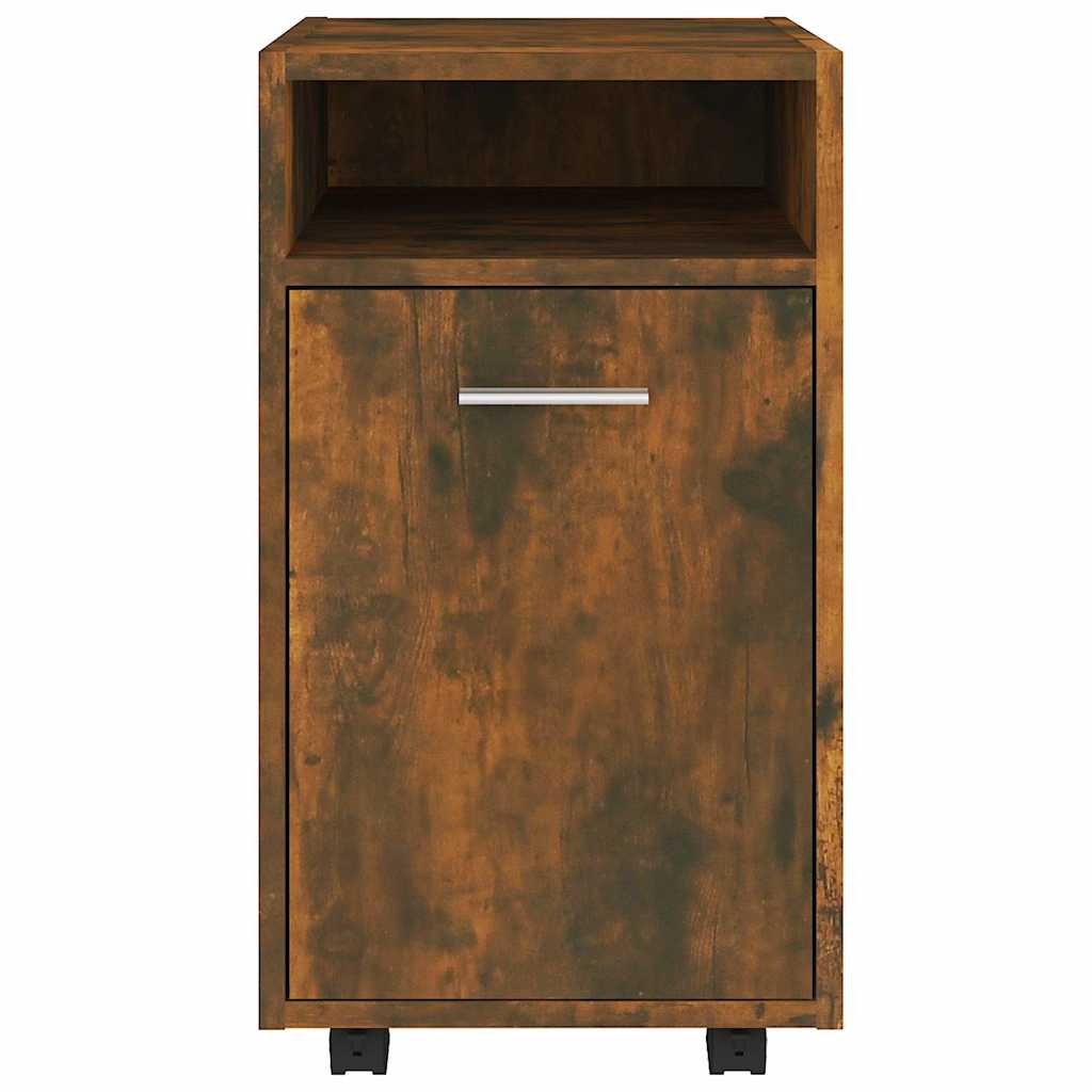 Vidaxl bijzetkast met wielen 33x38x60 cm bewerkt hout gerookt eiken