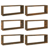 Vidaxl wandschappen kubus 6 st 60x15x23 cm bewerkt hout gerookt eiken