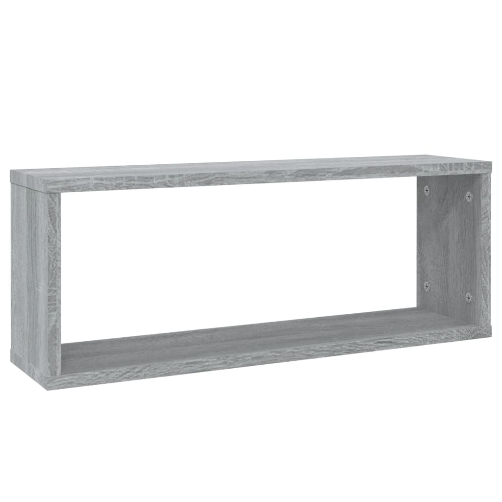 Vidaxl wandschappen kubus 2 st 60x15x23 cm bewerkt hout grijs sonoma
