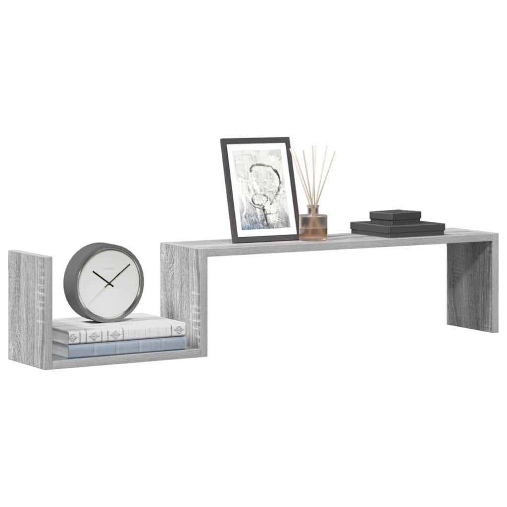 Vidaxl wandschappen 2 st 100x15x20 cm bewerkt hout grijs sonoma eiken