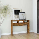 Vidaxl wandtafel 105x30x80 cm bewerkt hout gerookt eikenkleurig