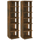 Racks de chaussures Vidaxl 2 PCS 27.5x27x102 cm Chêne fumé en bois transformé