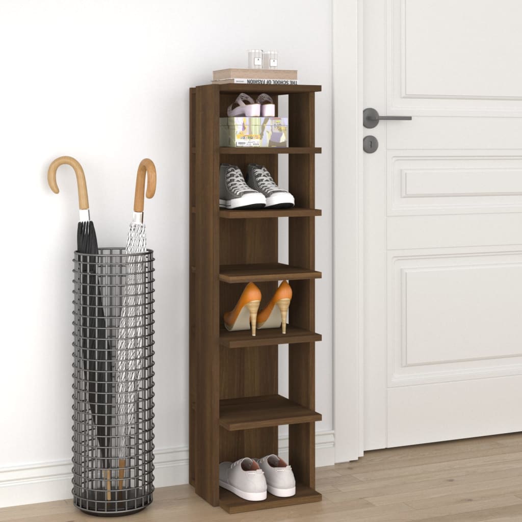 Rack à chaussures Vidaxl 27.5x27x102 cm Couleur de chêne marron en bois transformé