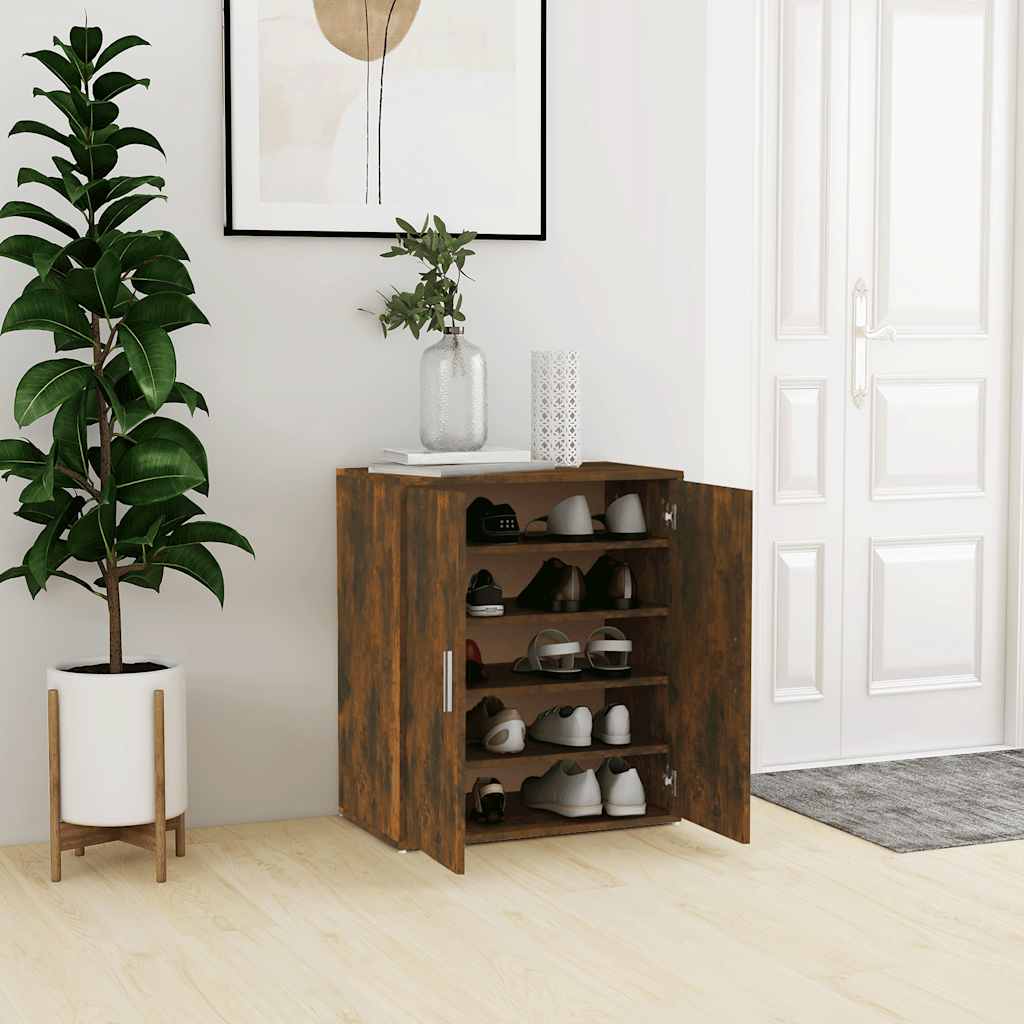 Armoire à chaussures Vidaxl 60x35x70 cm en bois de bois de chêne fumé coloré