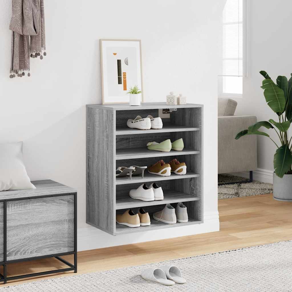 Armoire à chaussures Vidaxl 60x35x70 cm en bois de bois de chêne fumé coloré