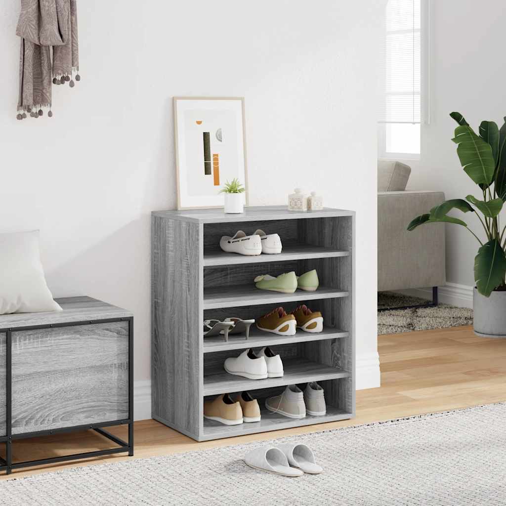 Armoire à chaussures Vidaxl 60x35x70 cm en bois de bois de chêne fumé coloré
