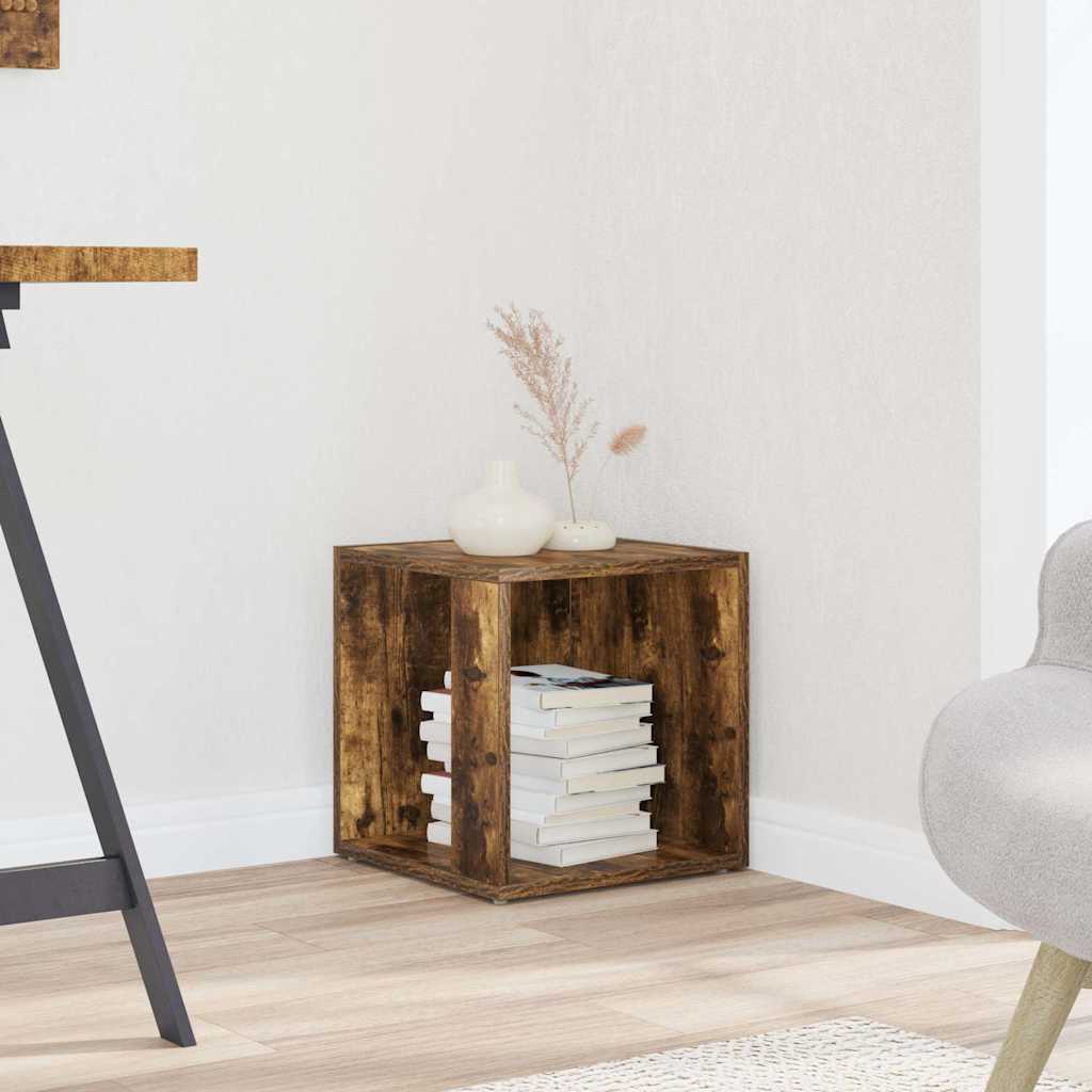 Vidaxl bijzettafel 33x33x34,5 cm bewerkt hout gerookt eikenkleurig