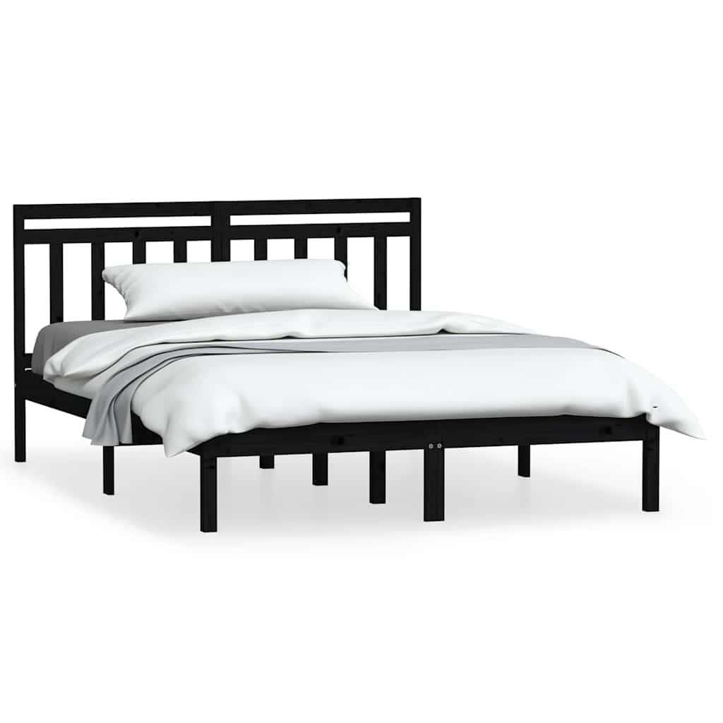 Vidaxl bedframe massief grenenhout zwart 140x190 cm