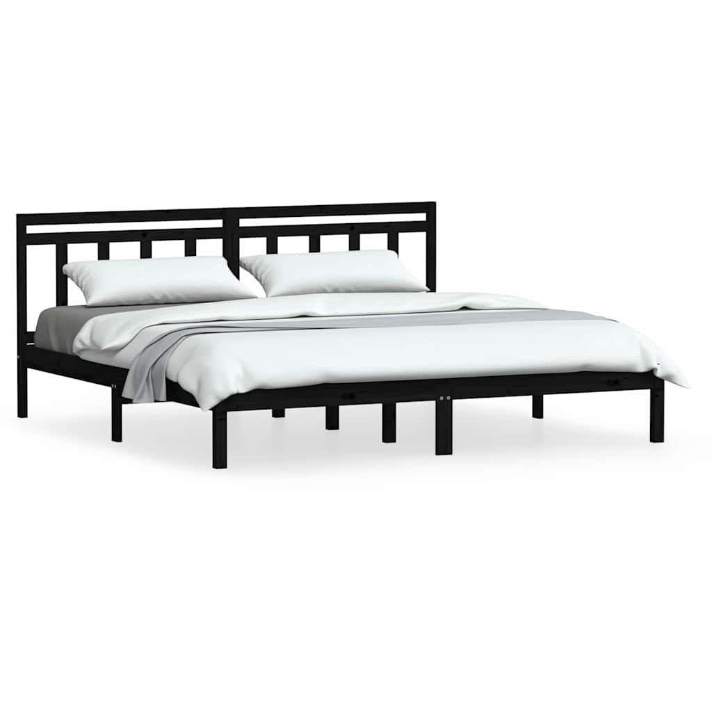 Vidaxl bedframe massief grenenhout zwart 200x200 cm