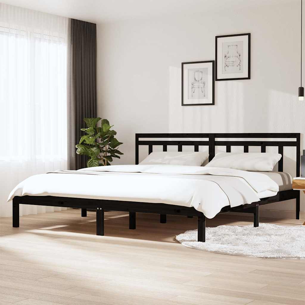 Vidaxl bedframe massief grenenhout zwart 200x200 cm