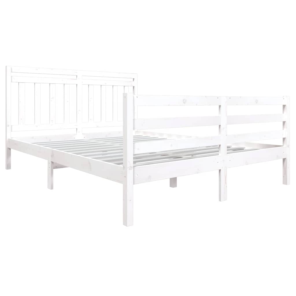 Vidaxl bedframe massief hout wit 150x200 cm