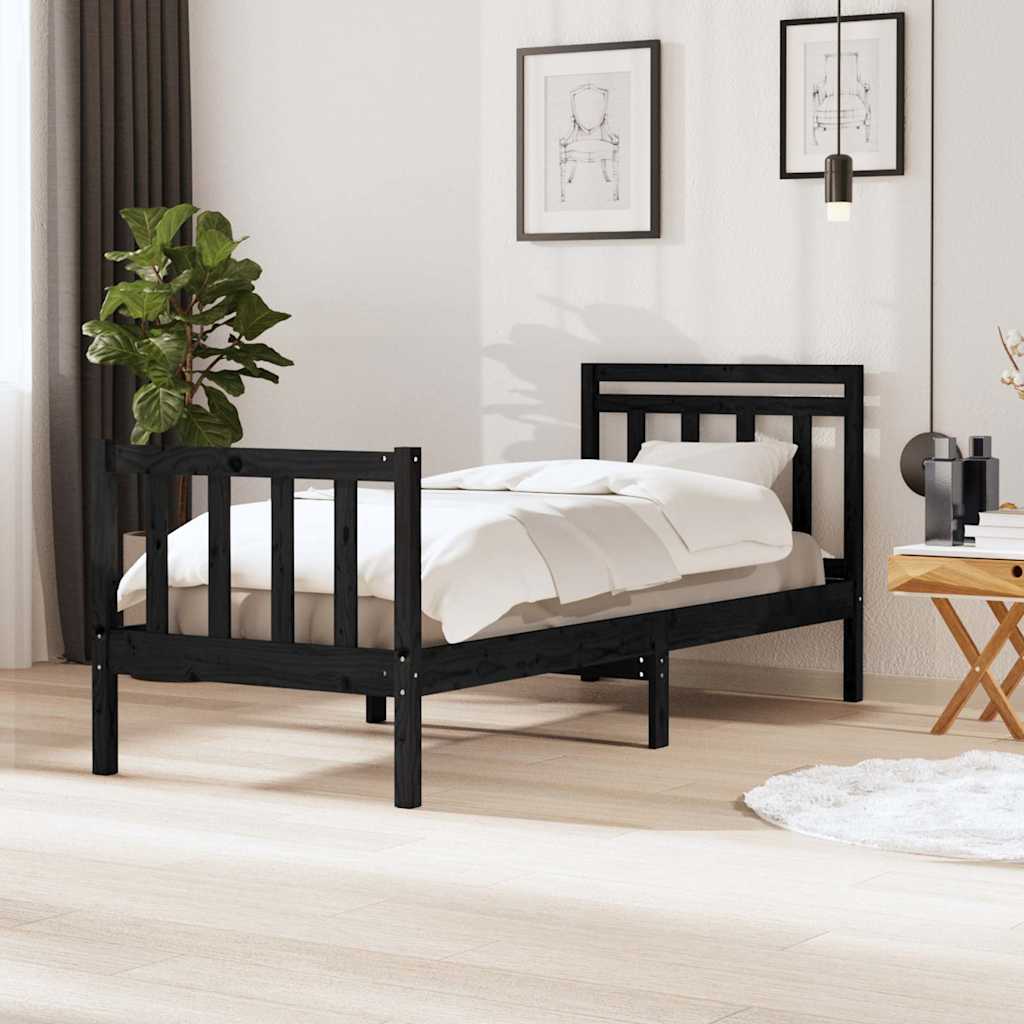 Vidaxl bedframe massief hout zwart 75x190 cm