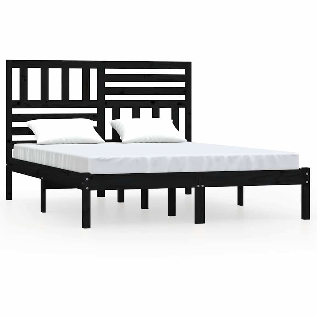 Vidaxl bedframe massief grenenhout zwart 140x190 cm