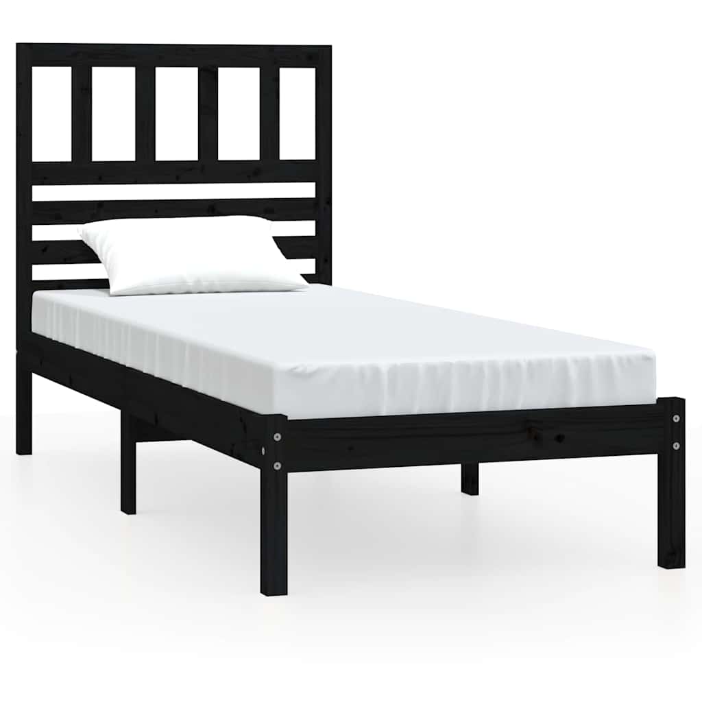 Vidaxl bedframe massief grenenhout zwart 100x200 cm