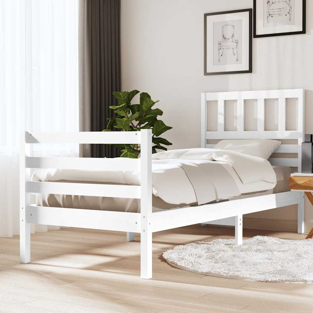 Vidaxl bedframe massief hout wit 75x190 cm