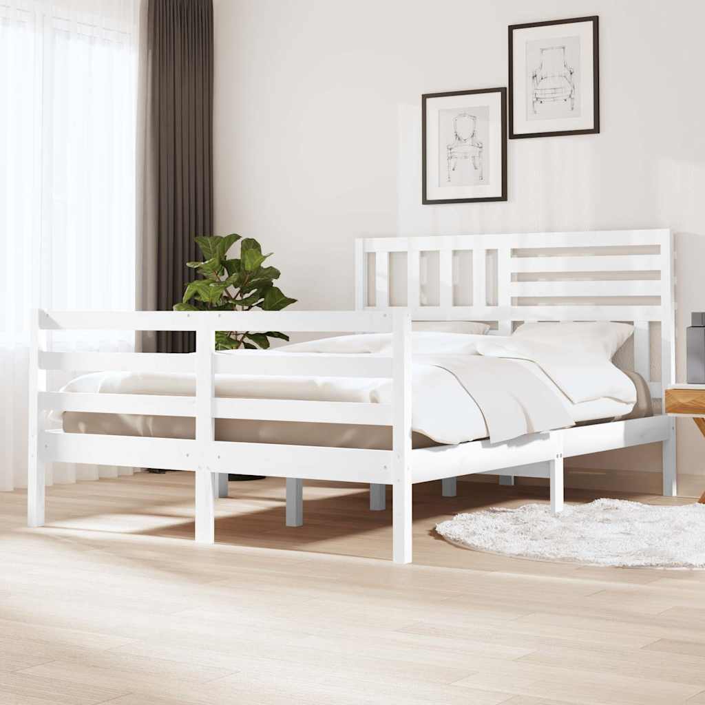 Vidaxl bedframe massief hout wit 120x200 cm