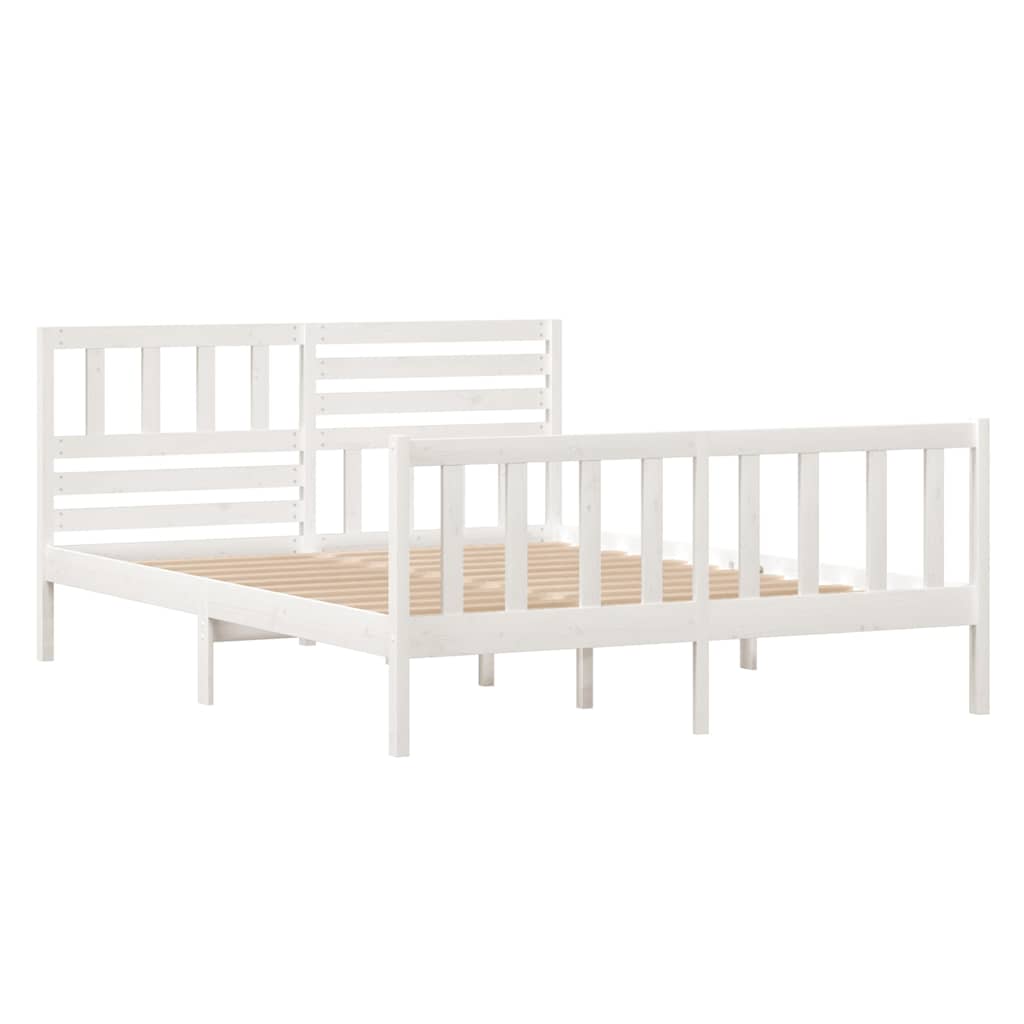 Vidaxl bedframe massief hout wit 120x190 cm