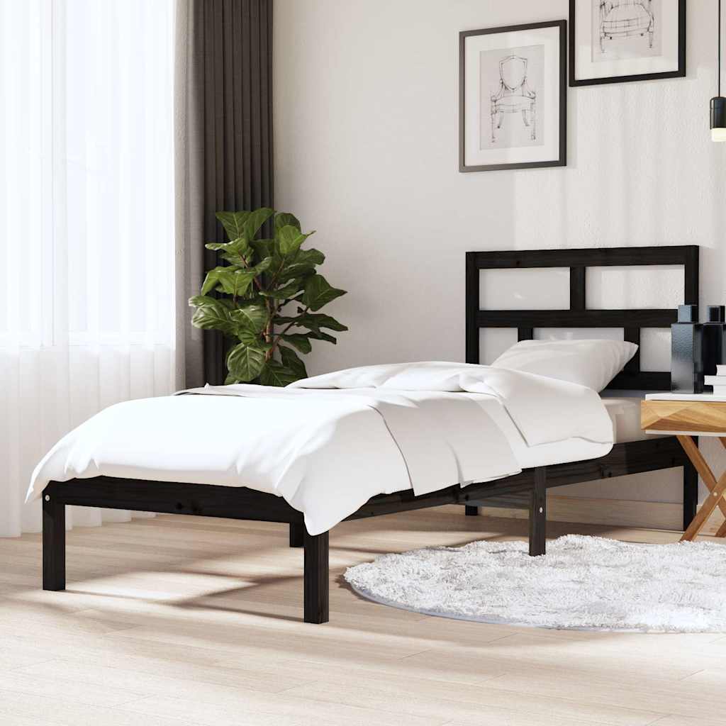 Vidaxl bedframe massief hout zwart 75x190 cm