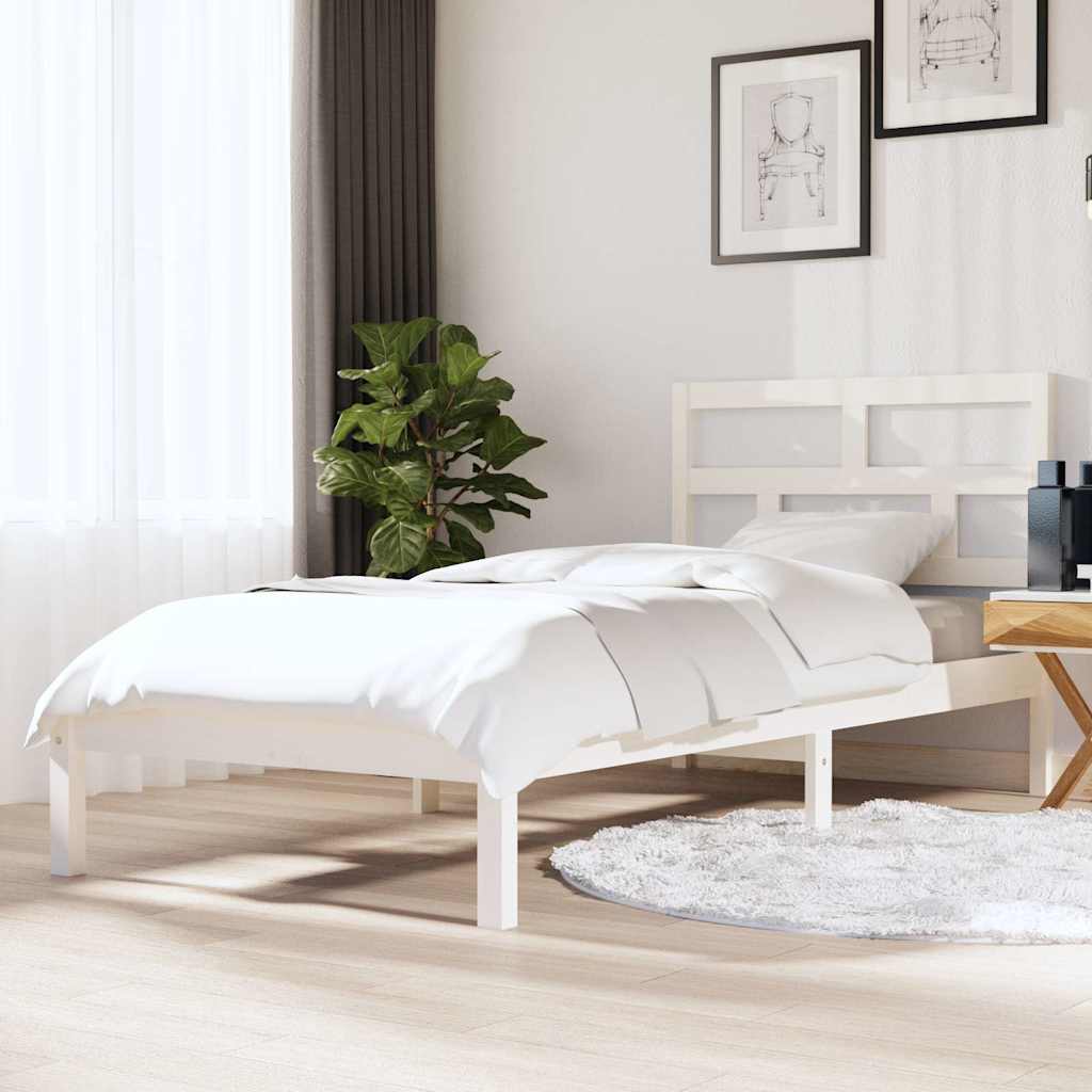 Vidaxl bedframe massief hout wit 90x190 cm