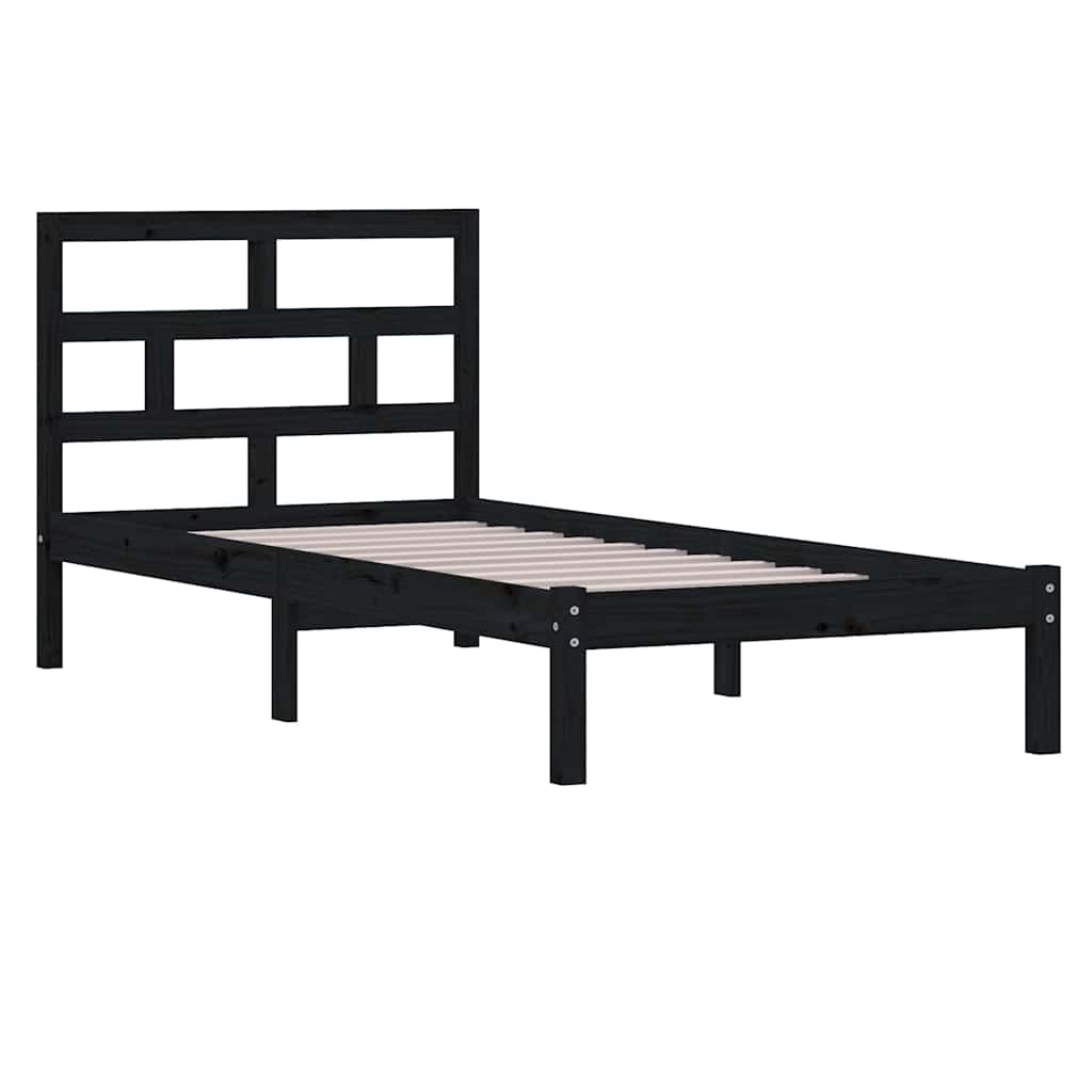 Vidaxl bedframe massief grenenhout zwart 100x200 cm