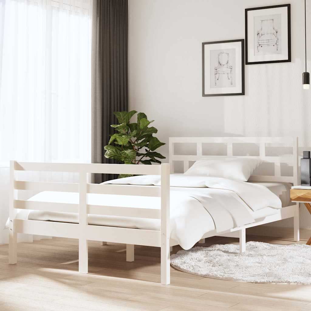 Vidaxl bedframe massief hout wit 120x190 cm