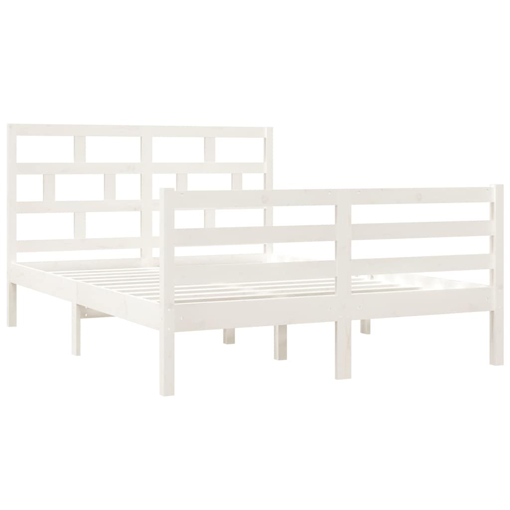 Vidaxl bedframe massief hout wit 135x190 cm