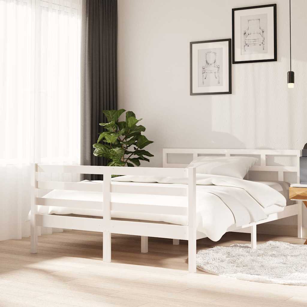 Vidaxl bedframe massief grenenhout wit 140x190 cm